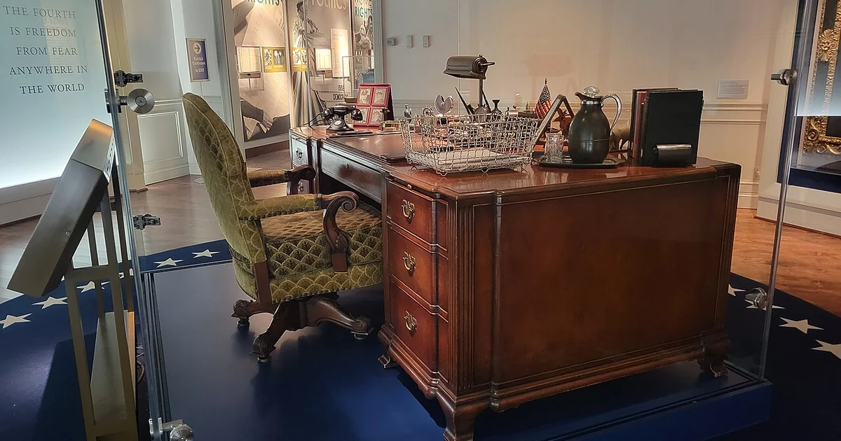 The Hoover desk on display at the FDR Library